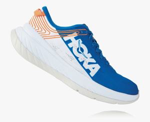 Hoka One One Men's Carbon X Road Running Shoes Blue/White Clearance Canada [GDHWX-6917]